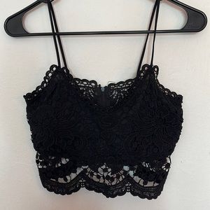 New Lace zip up black cami top